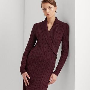 OUT OF STOCK Lauren Ralph Lauren Cable Knit Sweater Dress with leather buckle